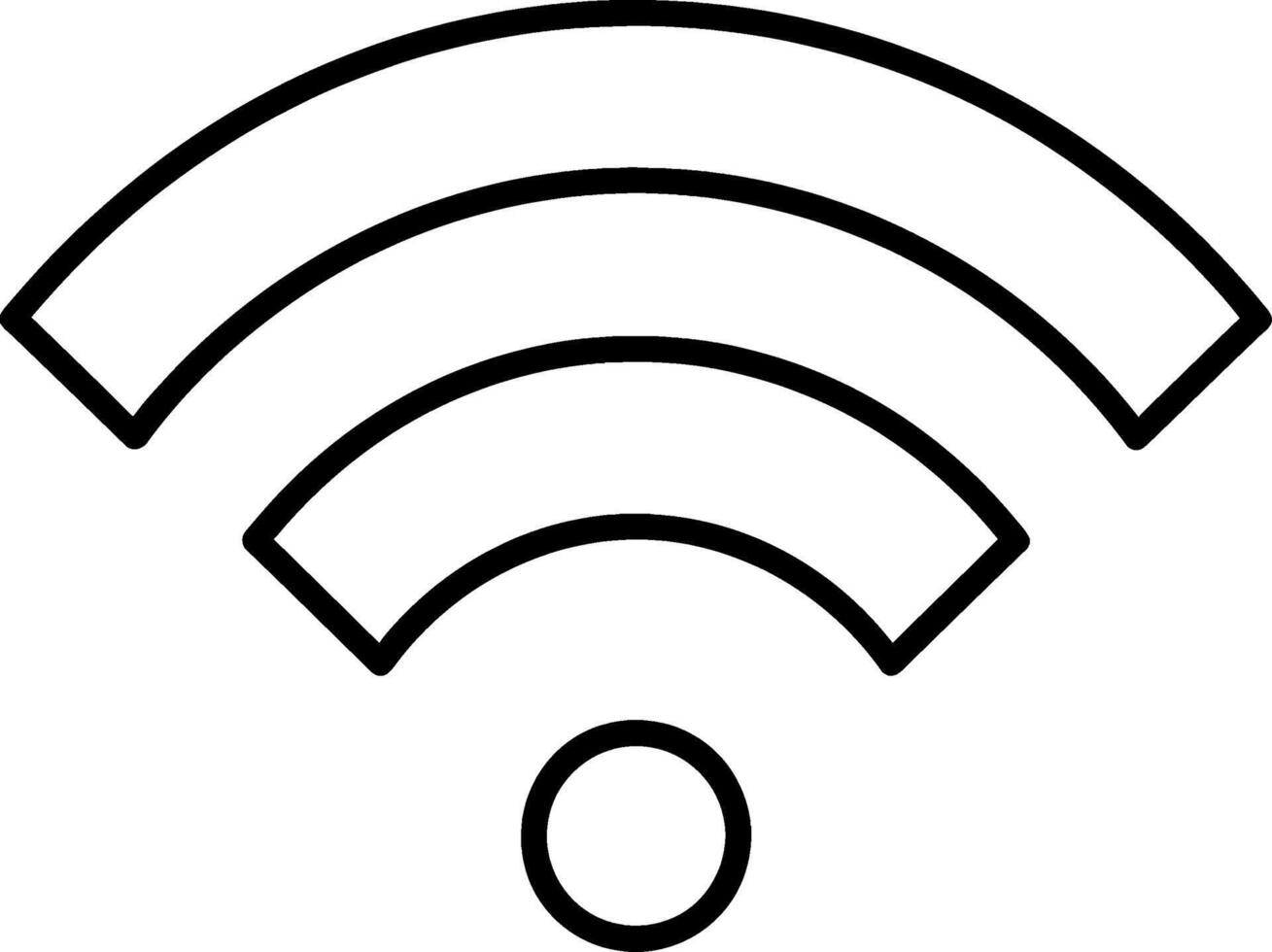 Simple Wi-Fi signal icon created in a minimalist line art style. A clean outline illustration representing wireless internet and digital technology connection vector