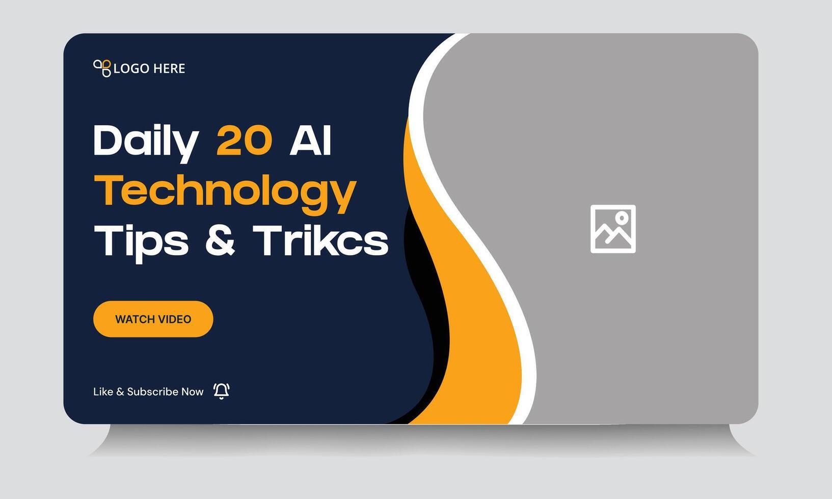 Editable trendy daily technology tips and tricks thumbnail banner design, daily photography learning tips and techniques cover banner design, editable eps 10 file format vector