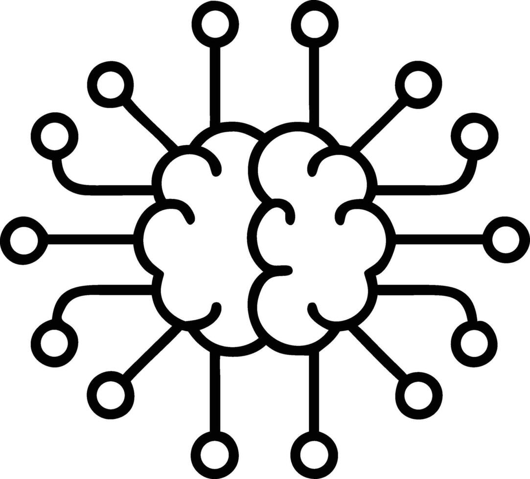 Modern brain circuit graphic for technology, neuroscience, and artificial intelligence with a clean and contemporary feel design element vector