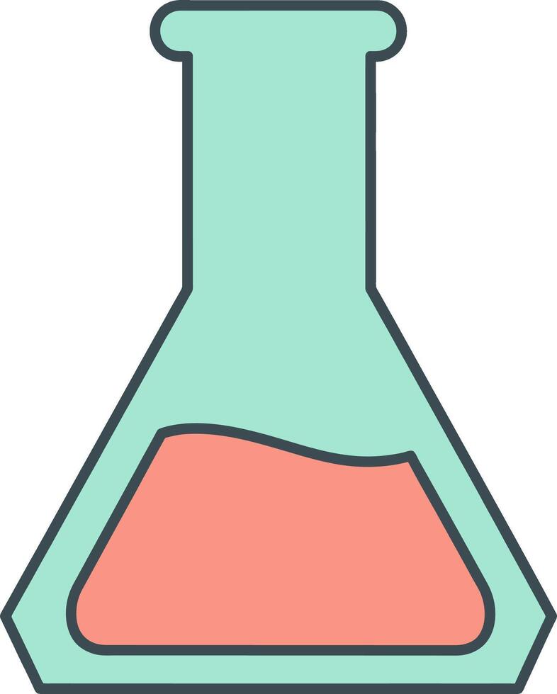 Laboratory science flask with red liquid on white background vector