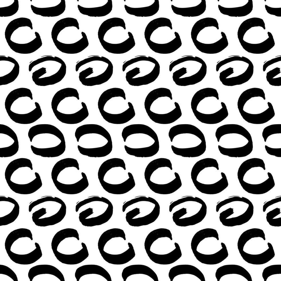 Seamless pattern with black sketch hand drawn brush scribble circles shape on white background. Abstract grunge texture illustration vector