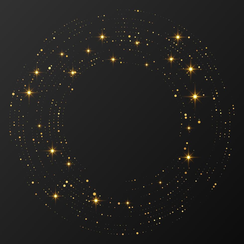 Abstract gold glowing halftone dotted background. Gold glitter pattern in circle form. Circle halftone dots. illustration. vector