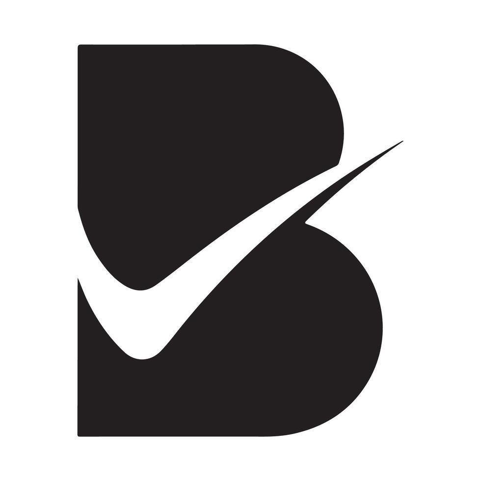 Bold abstract check mark symbol integrated with a stylized letter b for branding and design isolated on white background vector
