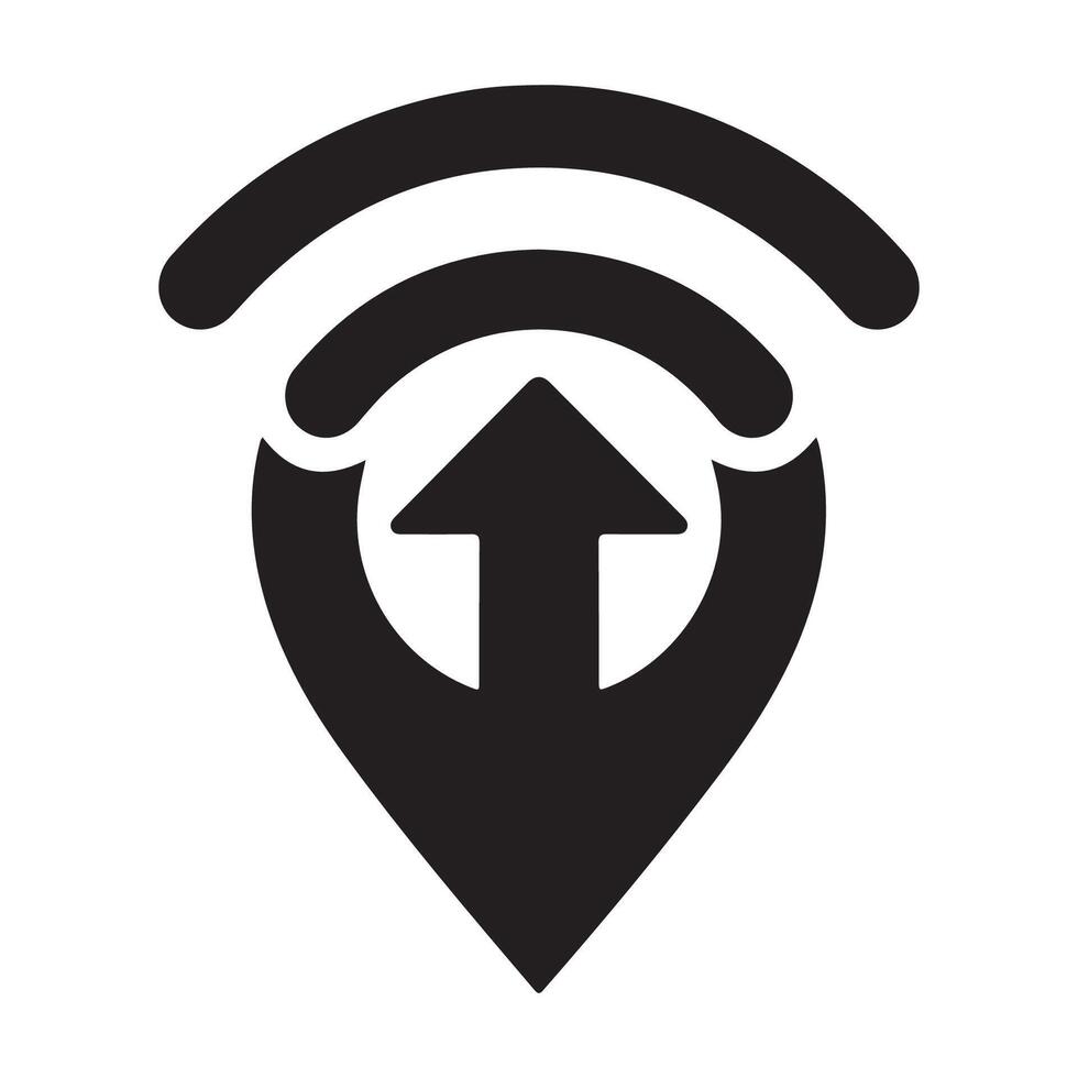 Location signal icon up arrow internet connection connectivity symbol wireless technology map pin isolated on white background vector