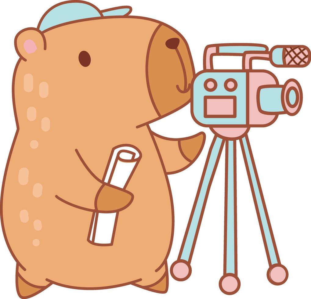 Capybara with camera and script vector
