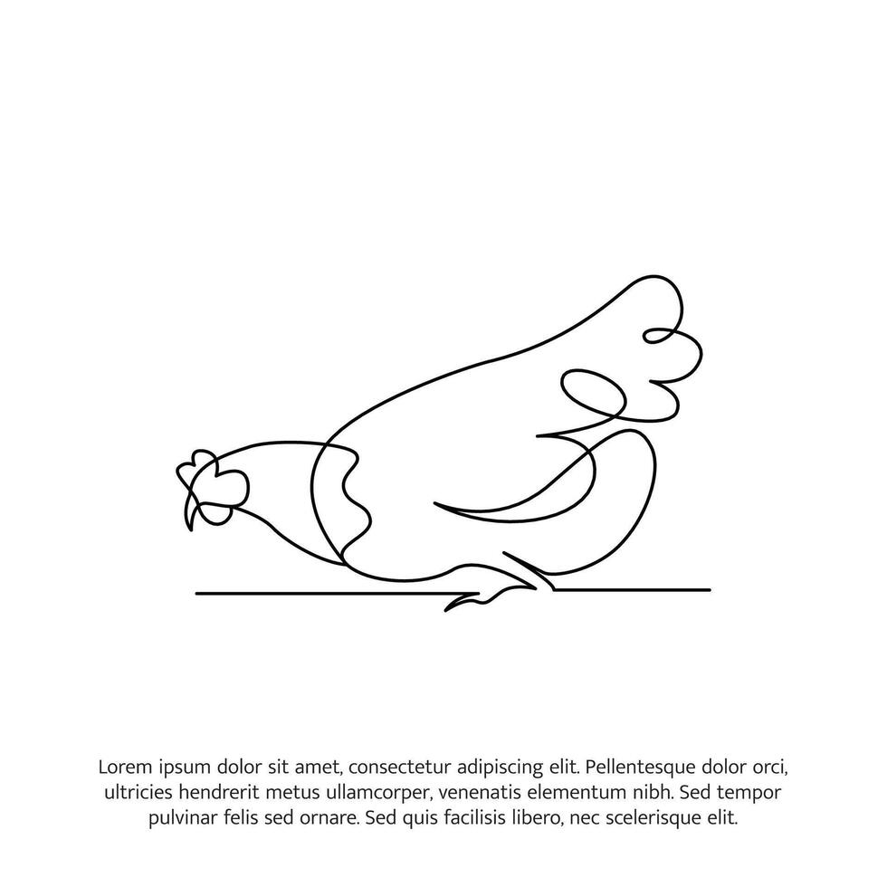 Chicken line design.Decorative elements drawn one continuous line. illustration of minimalist style on white background vector