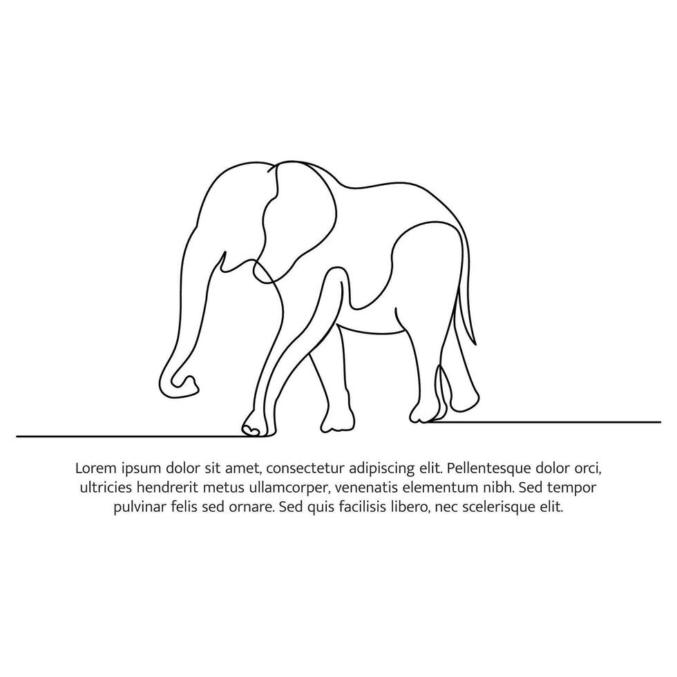 Elephant line design. Wildlife decorative elements drawn with one continuous line. illustration of minimalist style on white background. vector