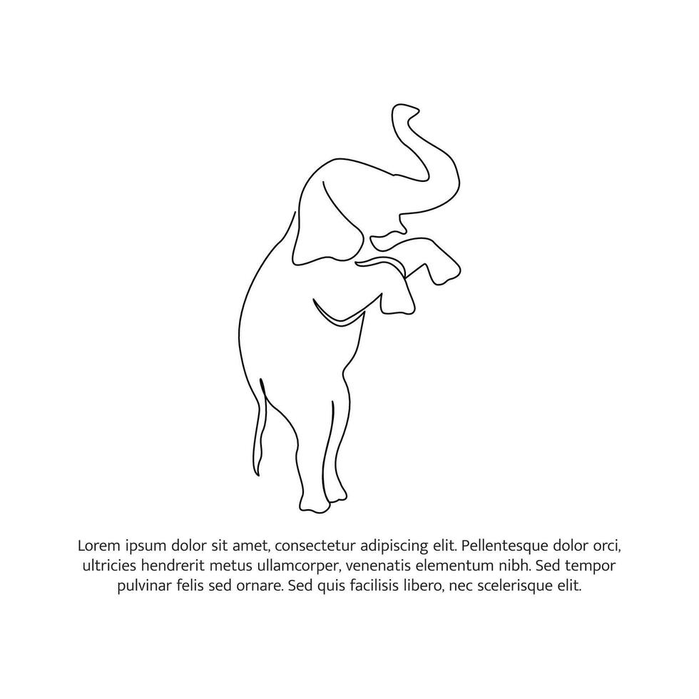 Elephant line design. Wildlife decorative elements drawn with one continuous line. vector