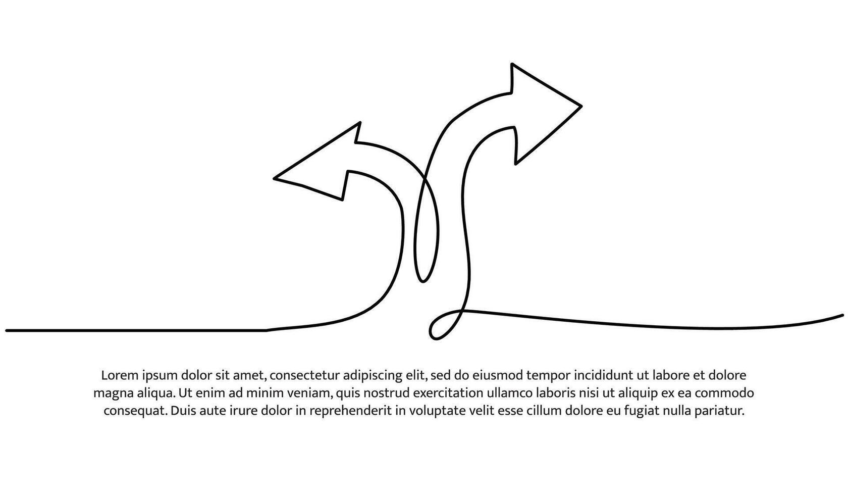Continuous line design of arrows pointing up and down. Single line decorative elements drawn white on background vector