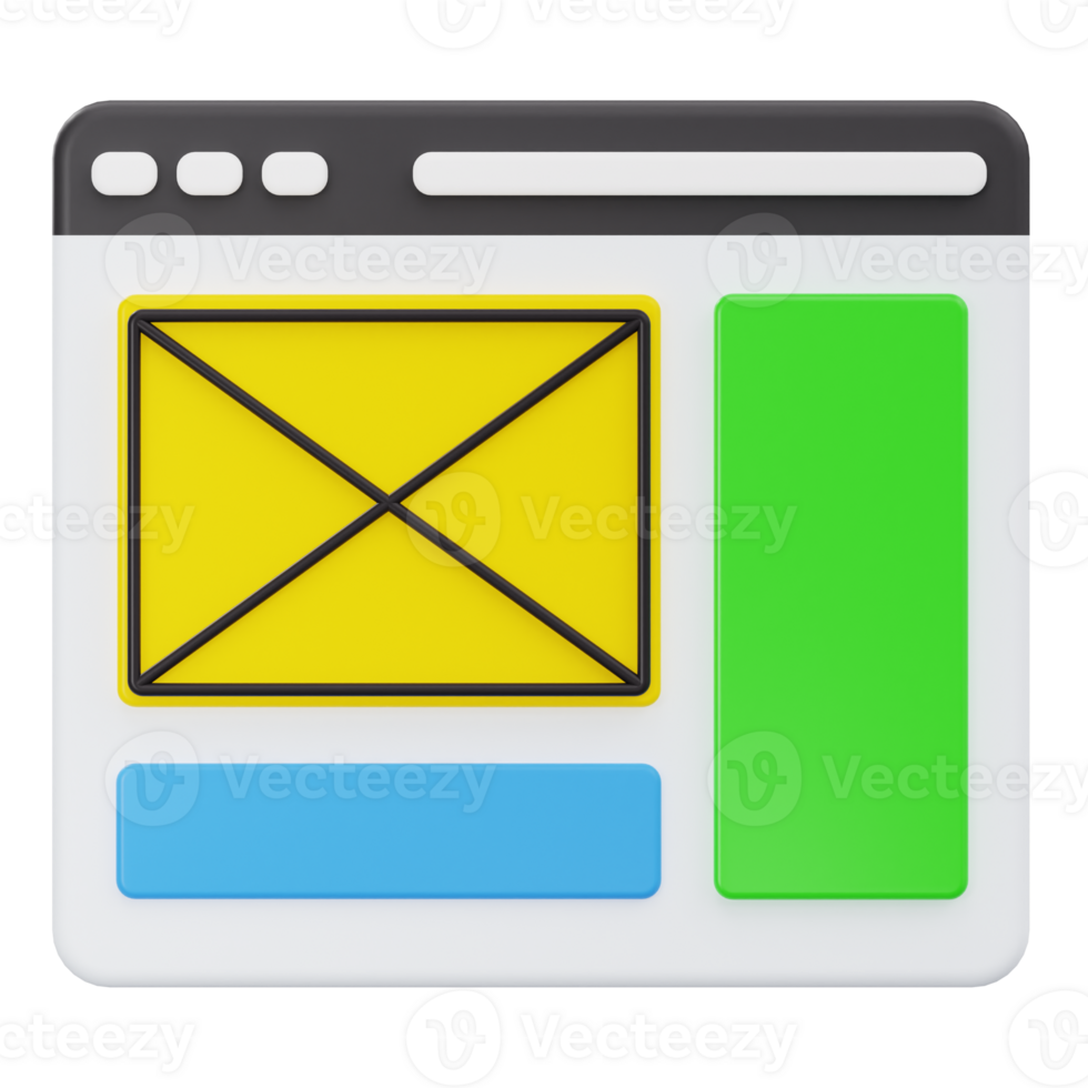 la toile page structure et ui conception 3d illustration png