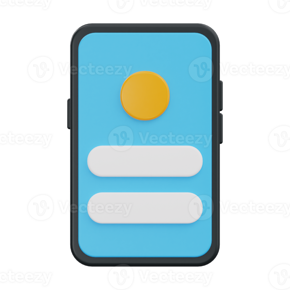 användare profil ui eller ux design på smartphone skärm 3d framställa png