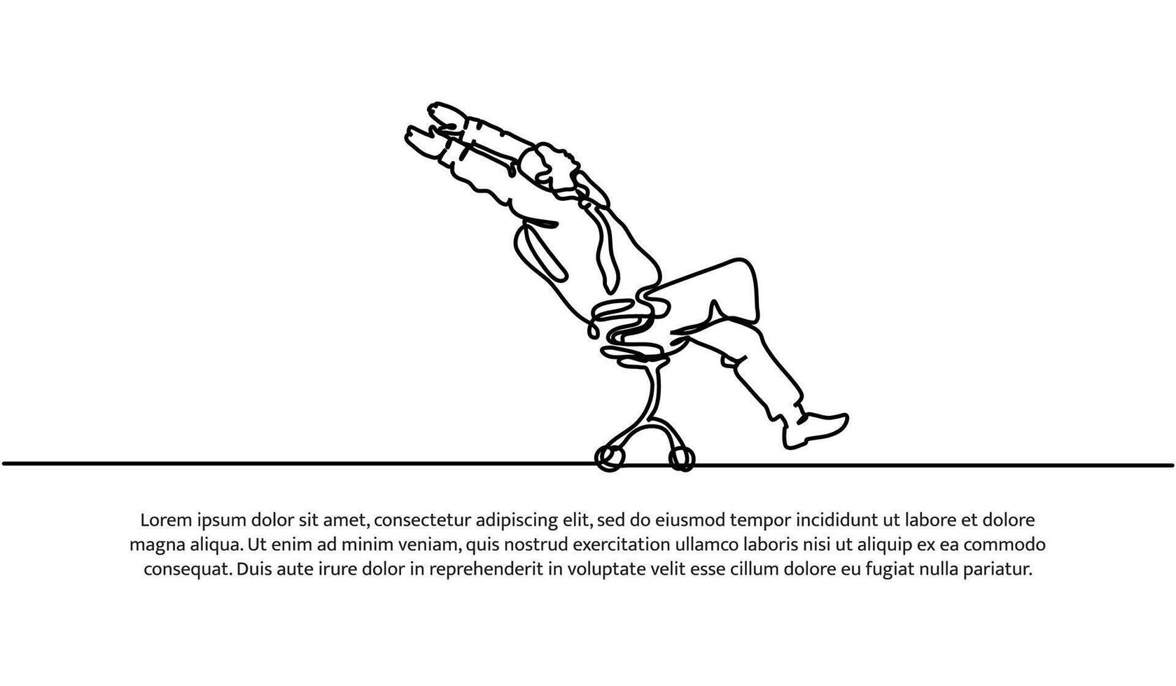 Continuous line design of work relaxation design. Decorative elements drawn on a white background. vector