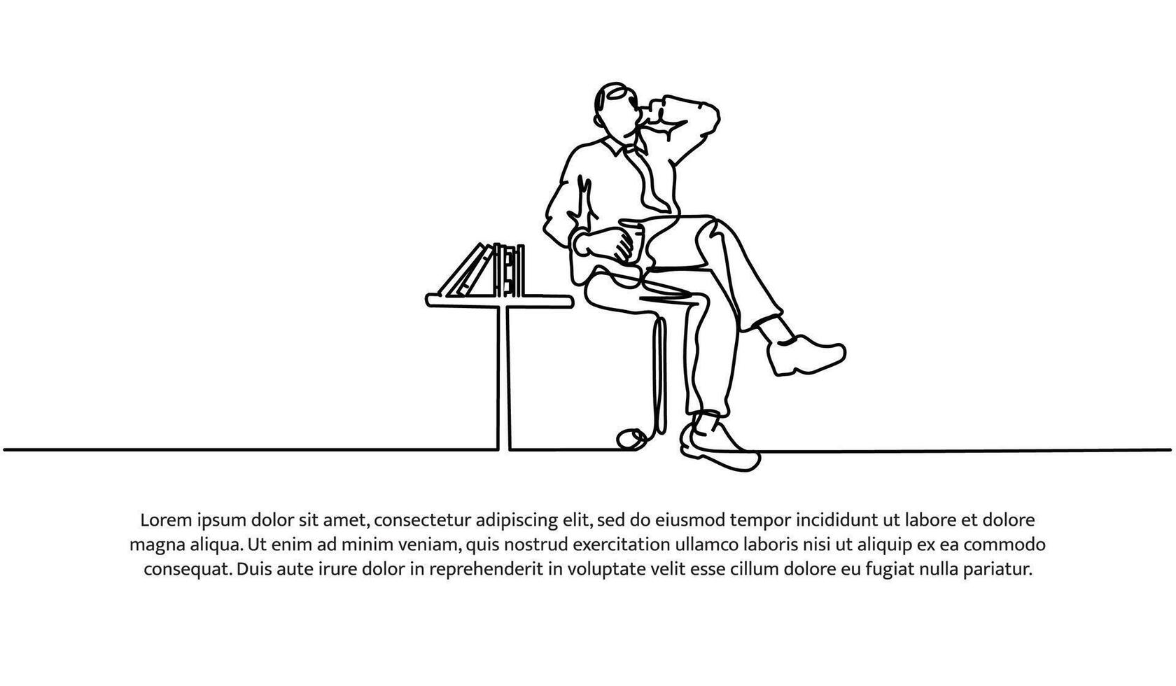 Continuous line design of work relaxation design. Decorative elements drawn white background vector