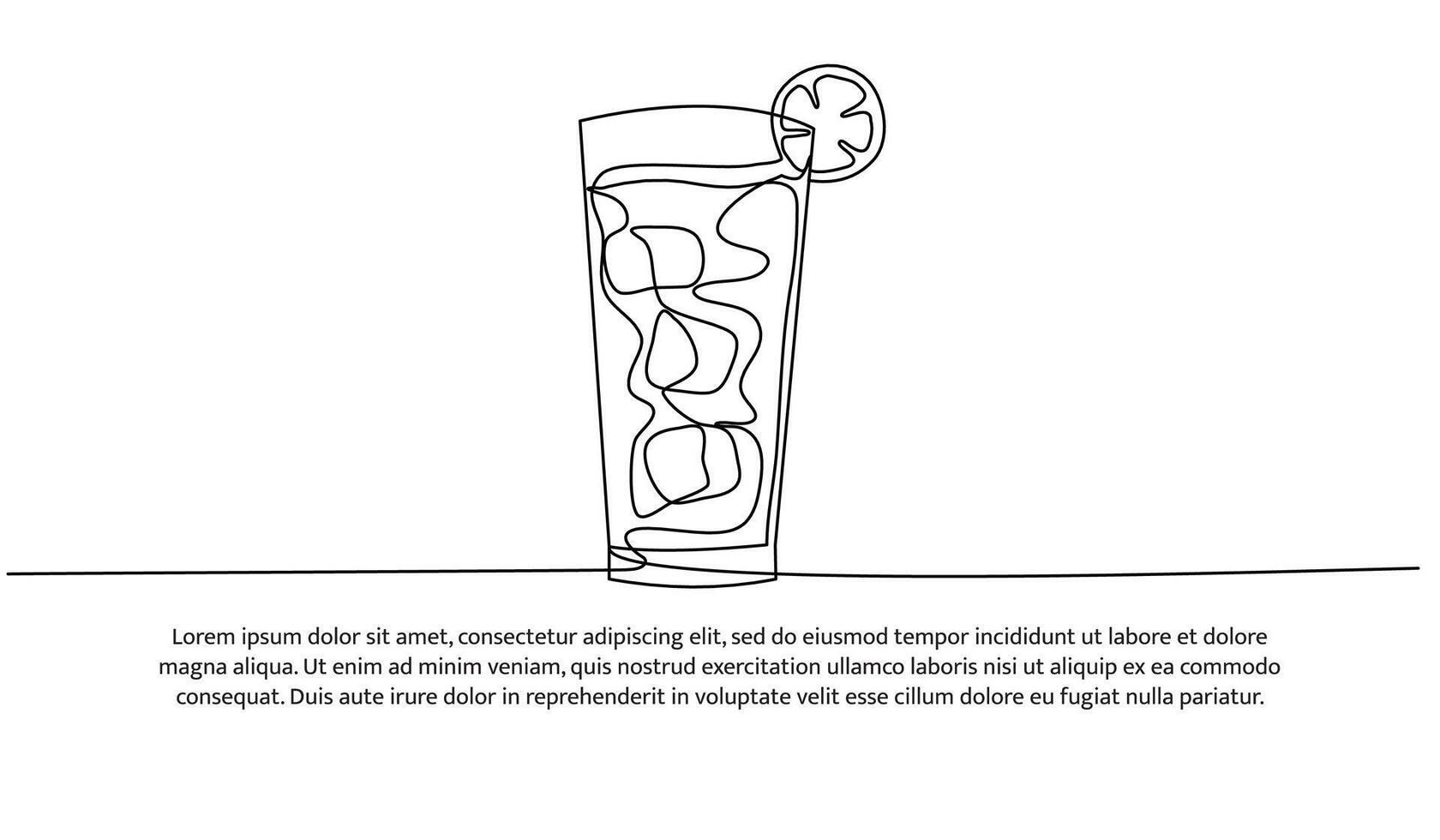 Lemon juice one continuous line design. Restaurant drink menu design concept. Decorative elements drawn on a white background. vector