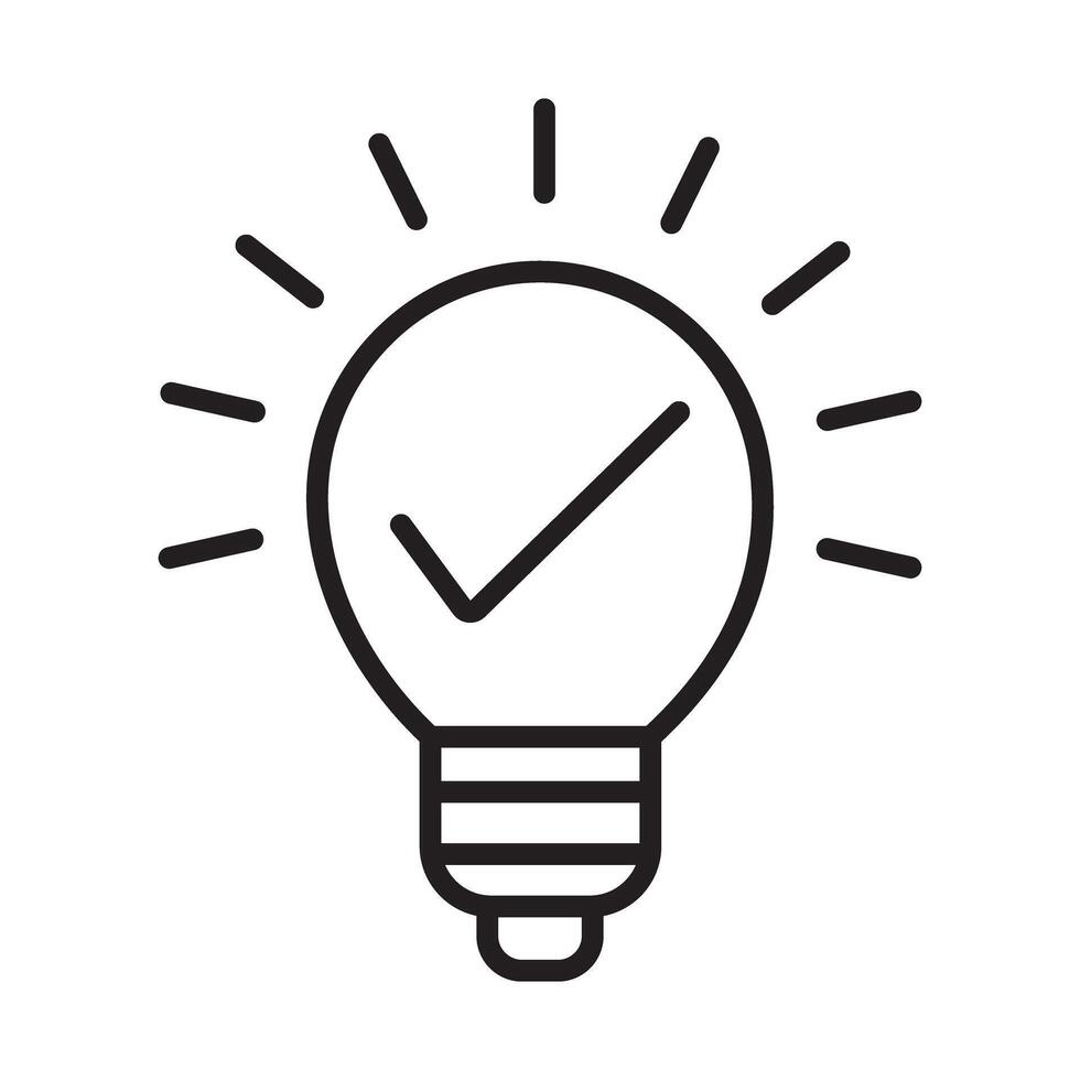 Outline Symbol with Checkmark for Solution, Inspiration, and Success vector
