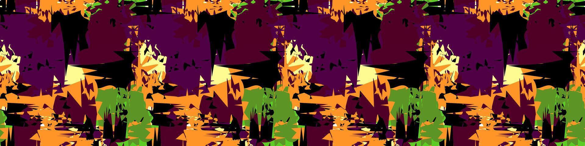 Dark Purple, Orange, and Green Abstract Grunge Backdrop, seamless background. abstract Graffiti Style Repeating Print. Seamless Abstract Chaotic Stripe Pattern vector