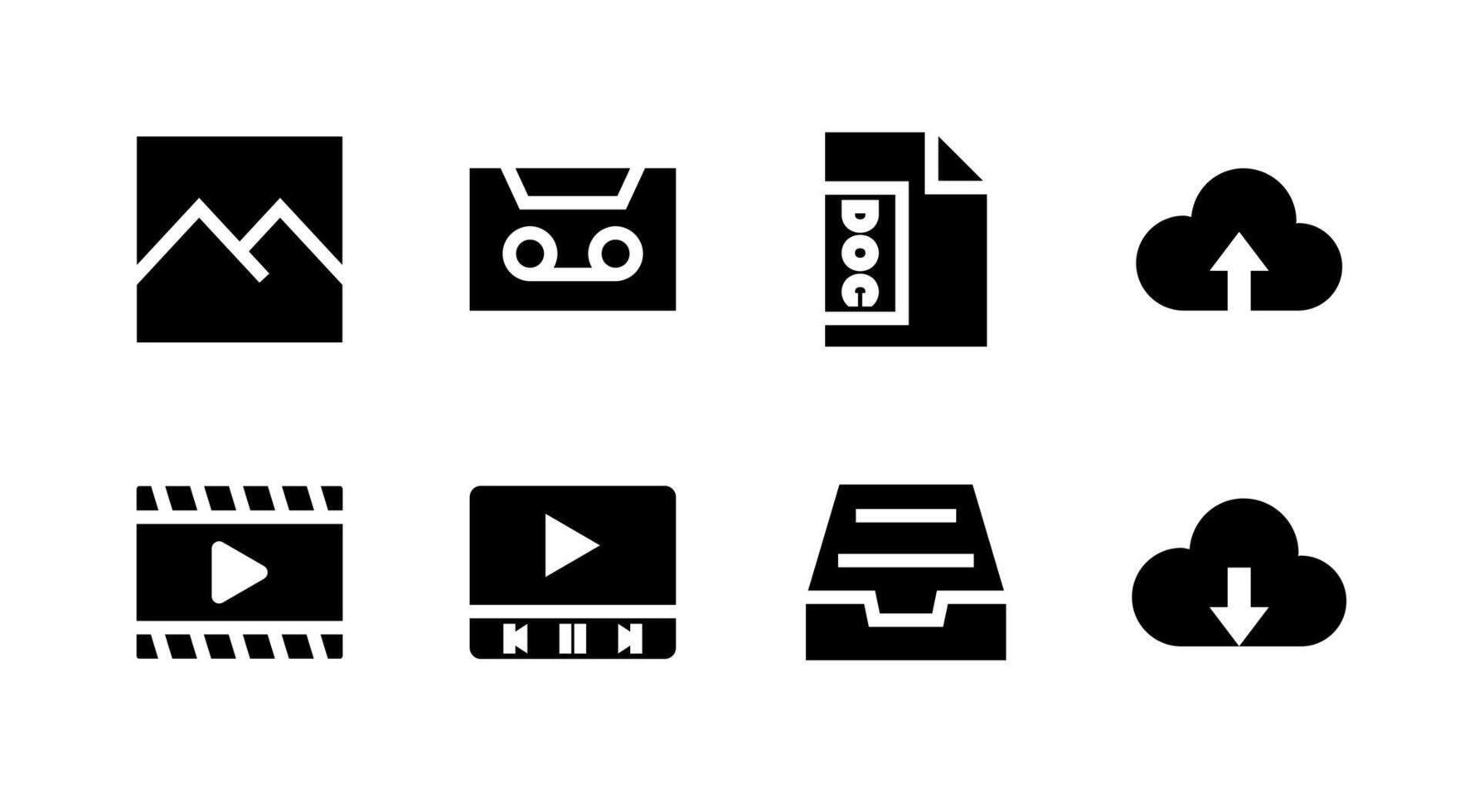 Complete Document Archive Solid Icon Set Premium Quality for File Management vector