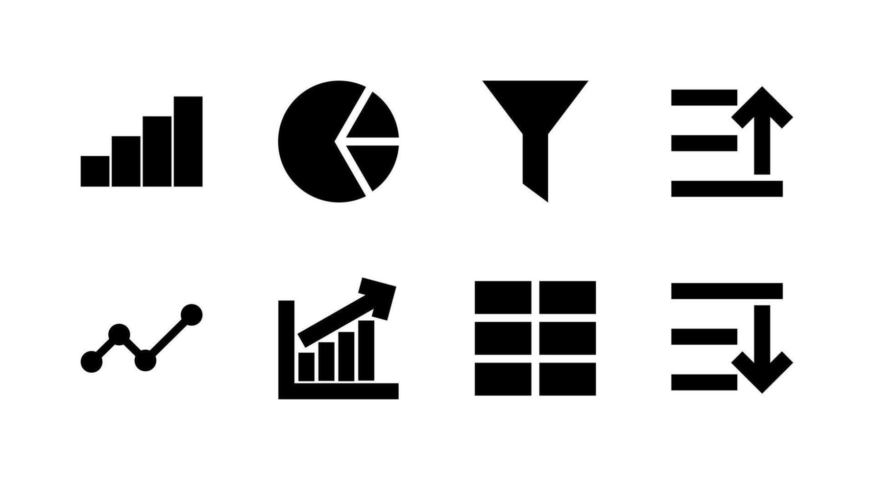 Professional Chart Graph Solid Icon Set Essential for Digital Analytics vector