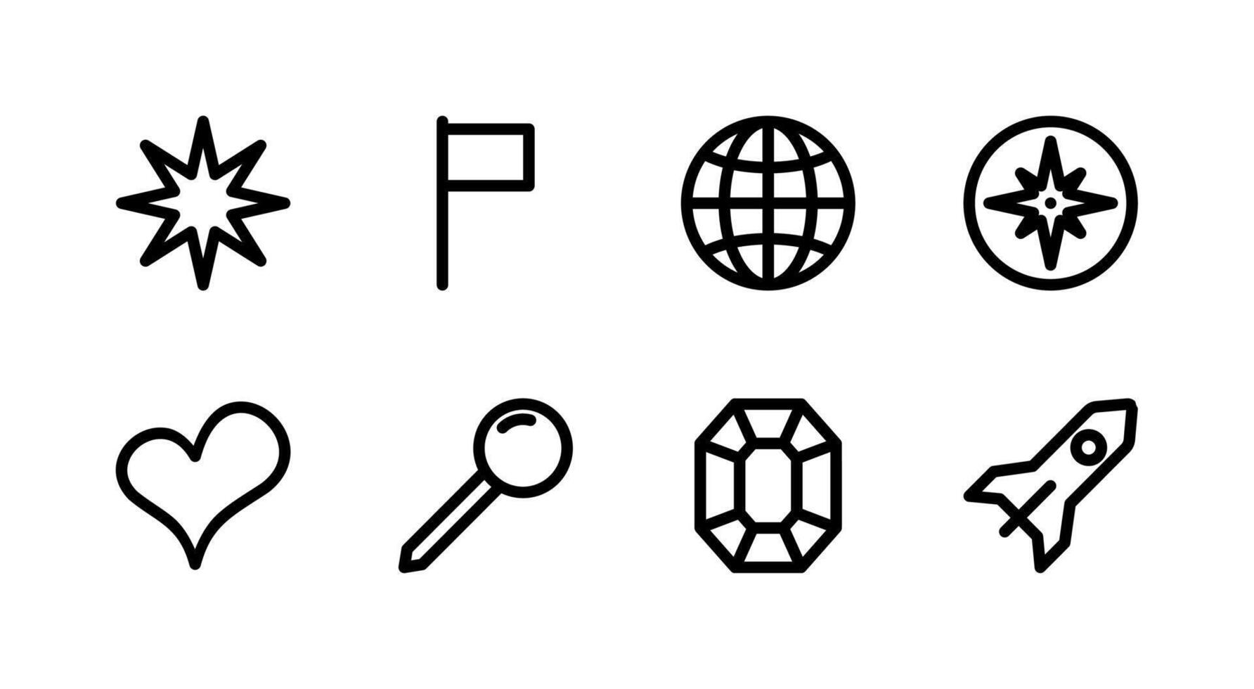 Flag and Globe Line Icon Collection for Web and Navigation vector