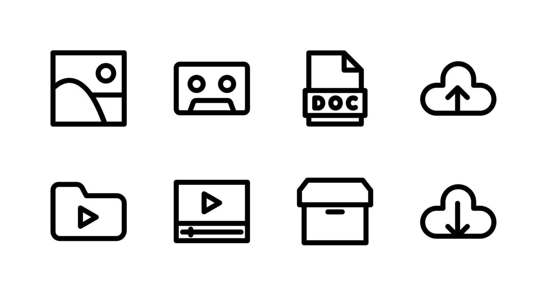 Professional Cloud Storage Line Icon Set Essential for Digital File Systems vector