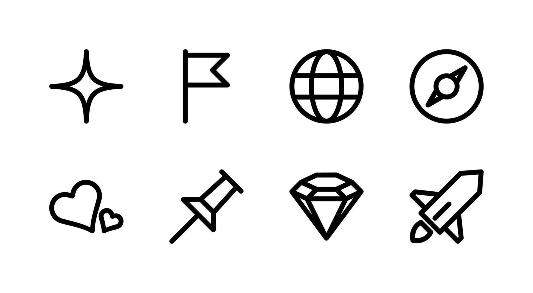 Star and Heart Line Icons for UI and Social Design vector