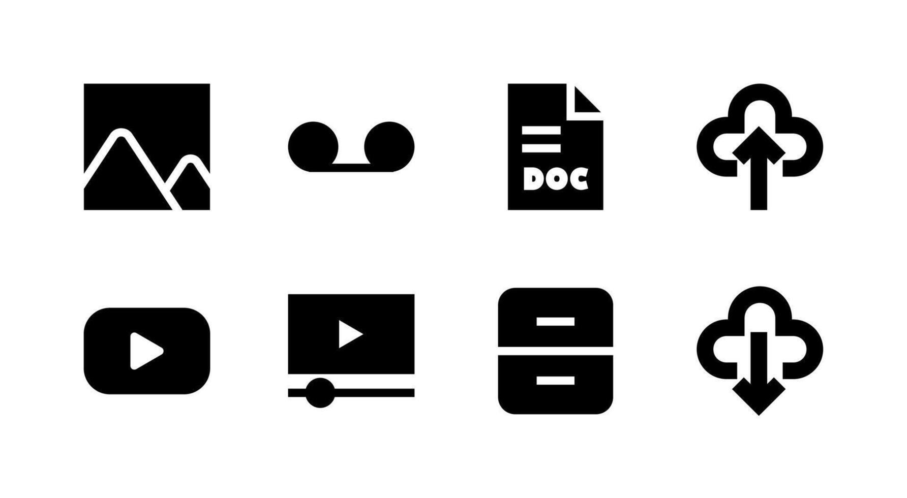 Professional Cloud Storage Solid Icon Set Essential for Digital File Systems vector