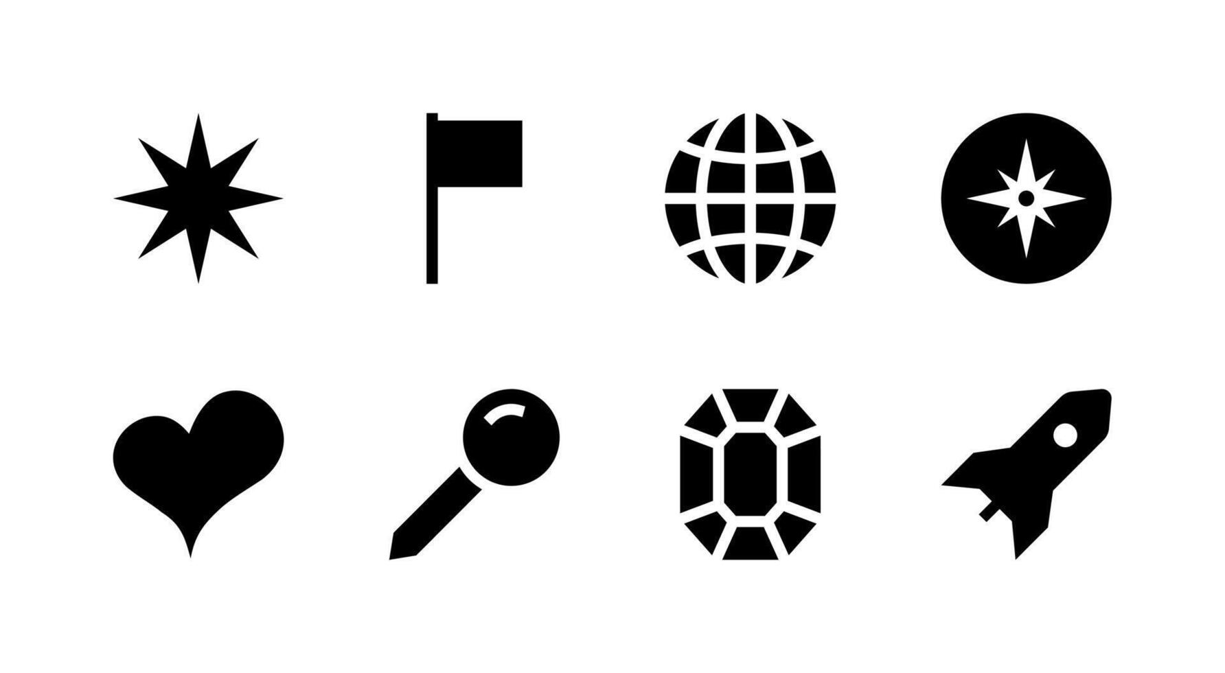 Favorites and Discovery Solid Icon Set for App and Interface vector