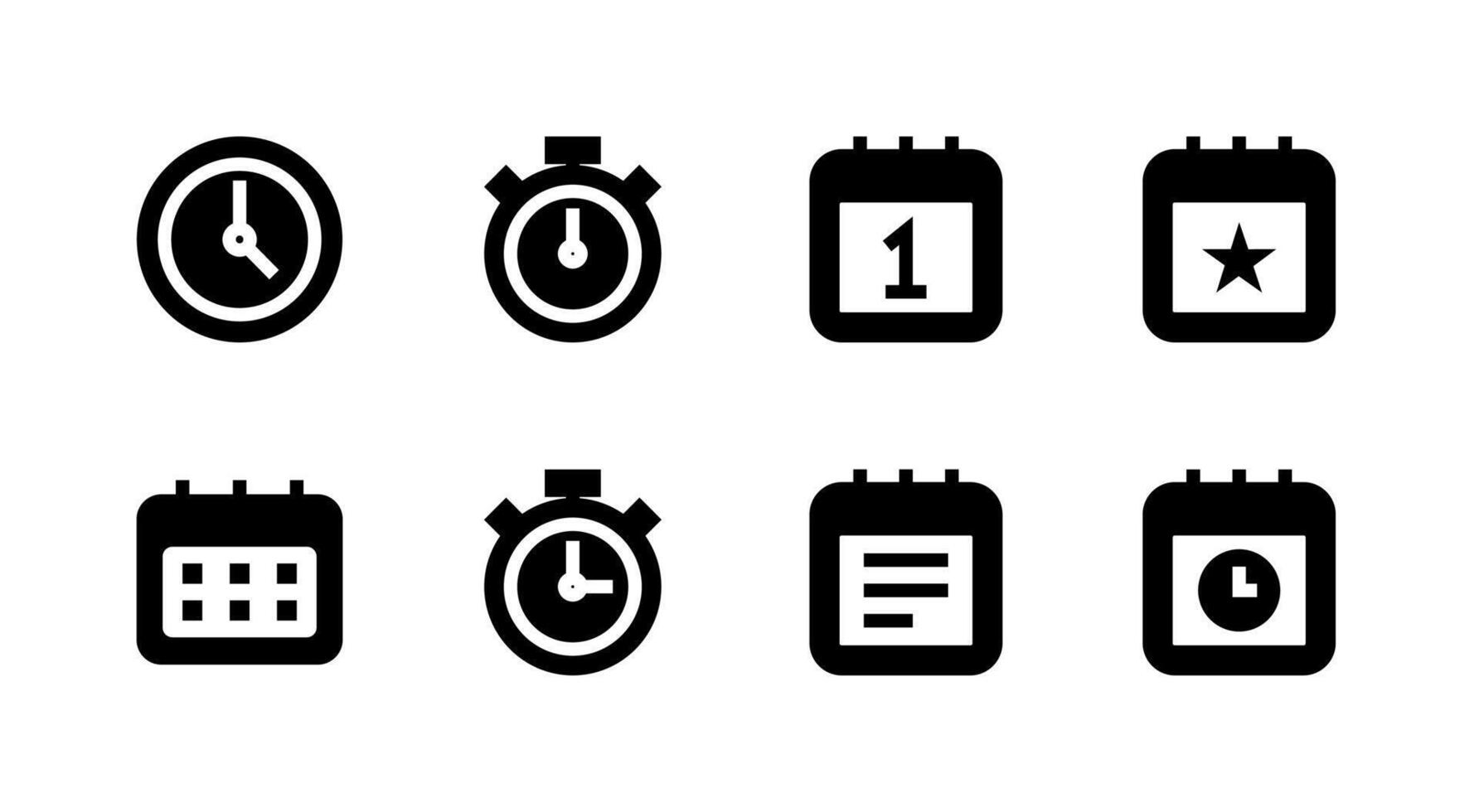 Essential Time Calendar Solid Icon Set Perfect for Scheduling Applications vector