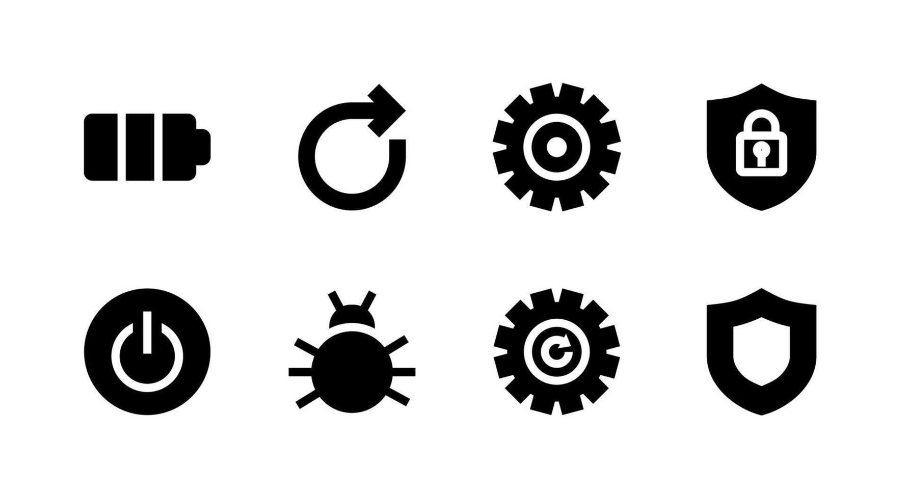 Settings and Update Solid Icons for Modern UI Layout vector