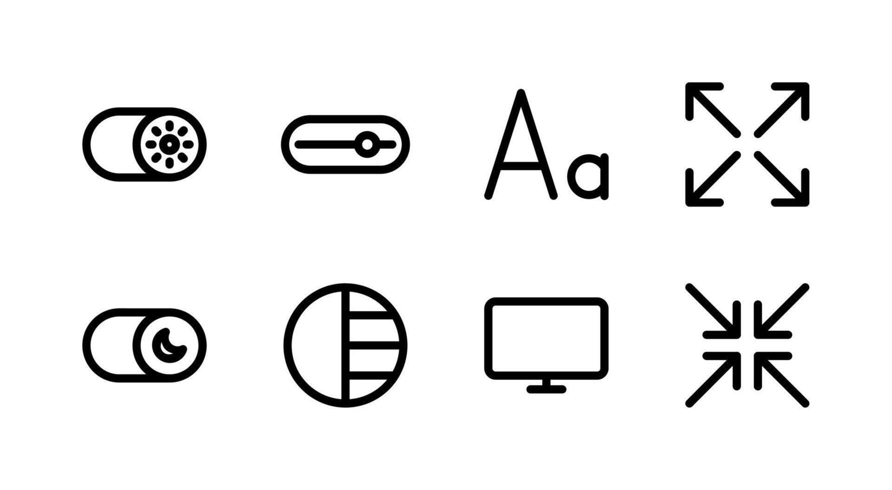 Light and Dark Mode Line Icons for UI Dashboard vector