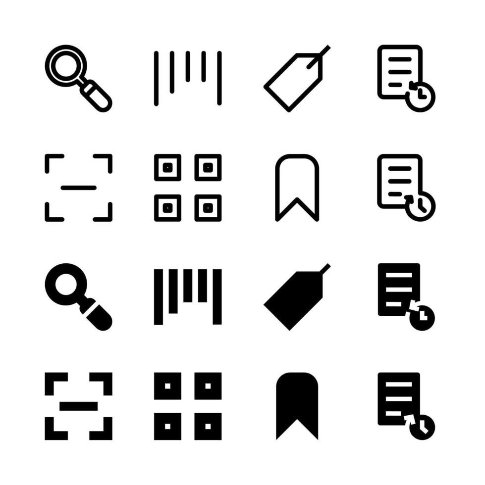 completar buscar y descubrimiento icono colección para aplicación y web ui diseño vector