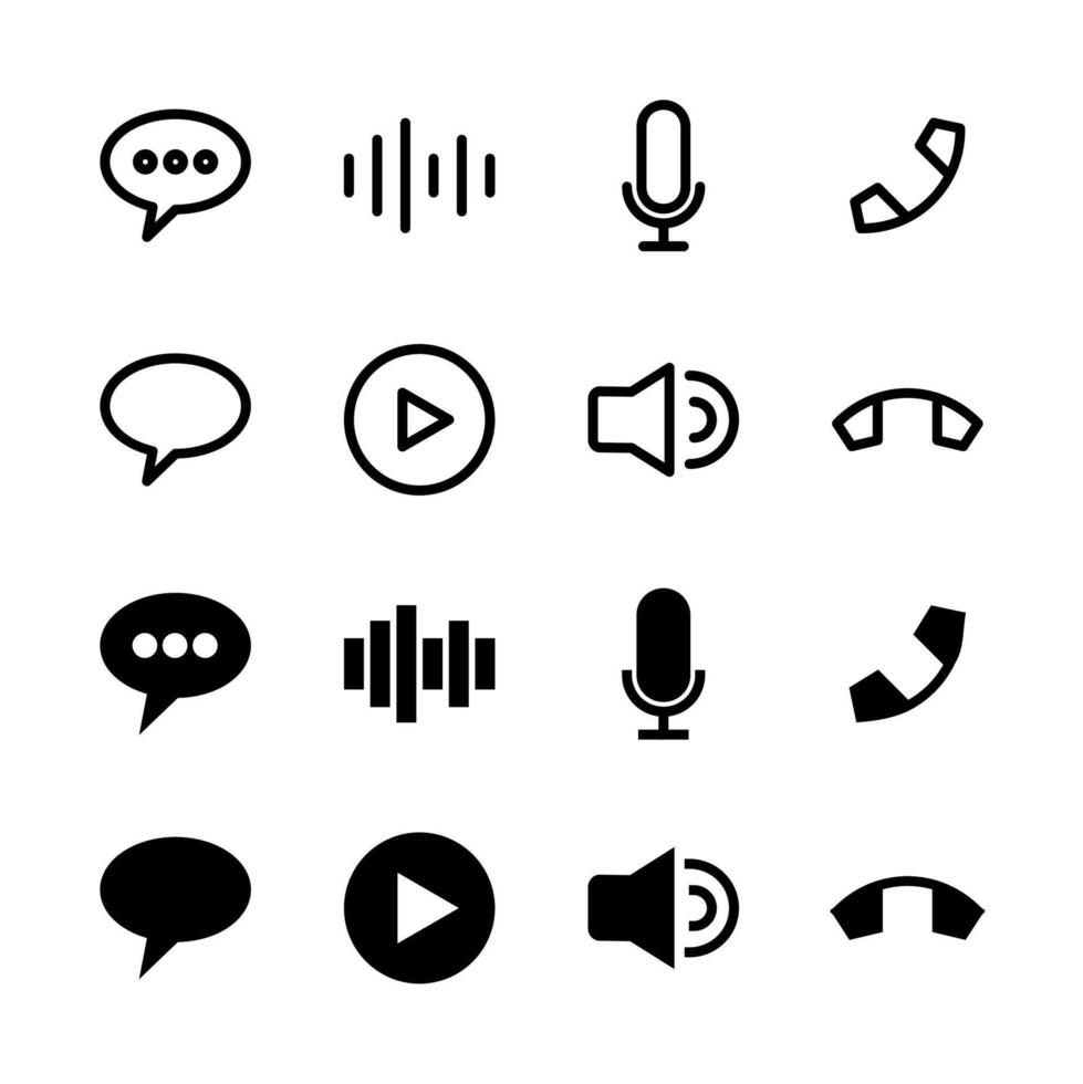 Communication and Messaging Line and Solid Icon Set for UI and App Design vector