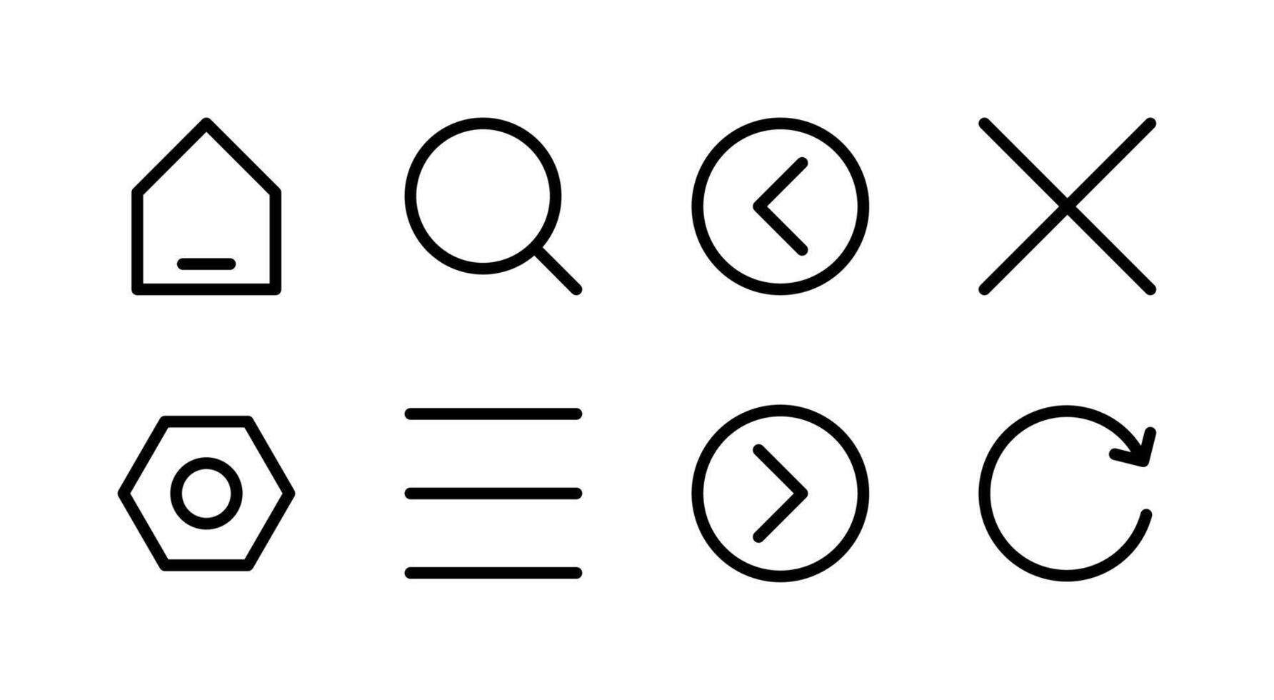 Essential Basic Control Line Icon Set Perfect for Modern Web and Mobile UI vector