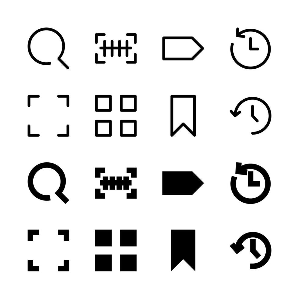 UI Search and Discovery Line and Solid Icons for Tools and System vector