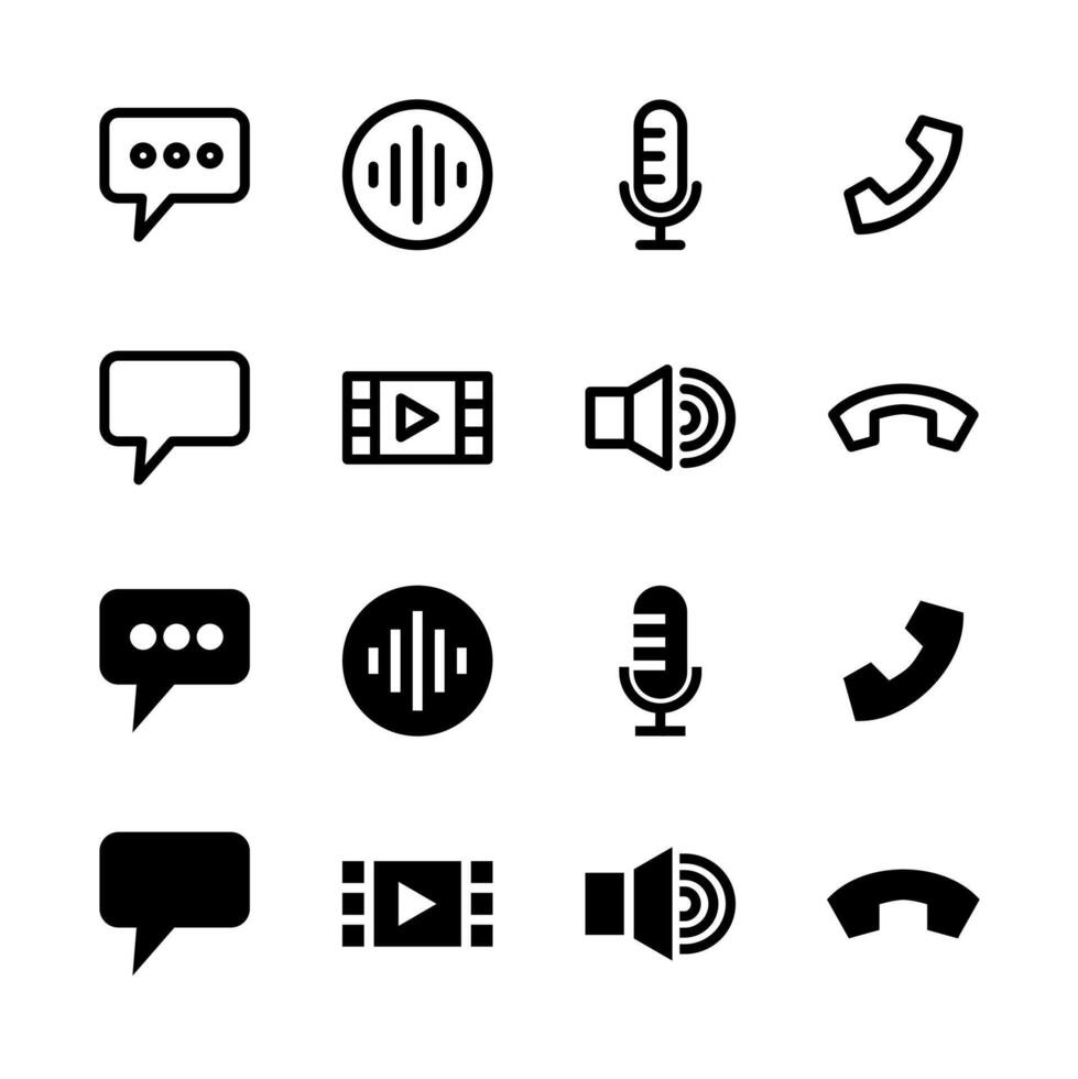 UI Communication and Messaging Line and Solid Icons for Tools and System vector