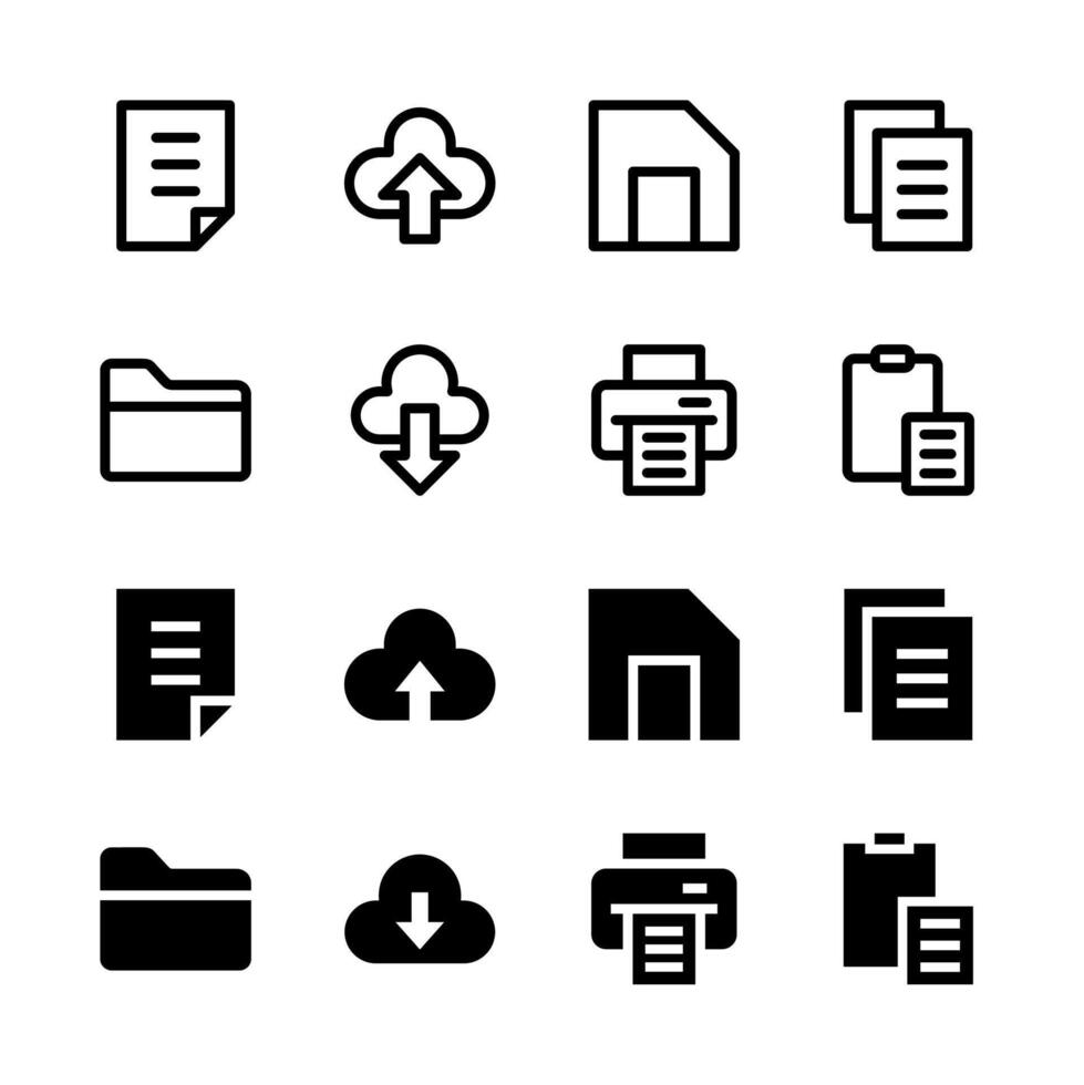 completar documento y archivo icono colección para aplicación y web ui diseño vector