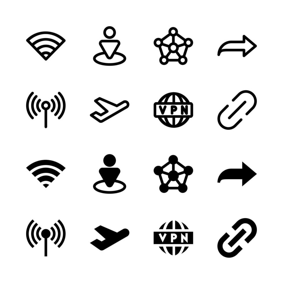Professional Network and Connectivity Icon Set for Modern Interface and UX Design vector