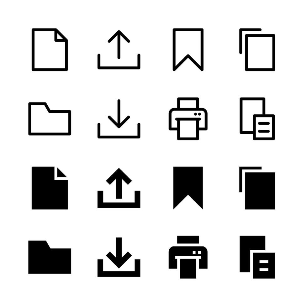 Professional Document and File Icon Set for Modern Interface and UX Design vector
