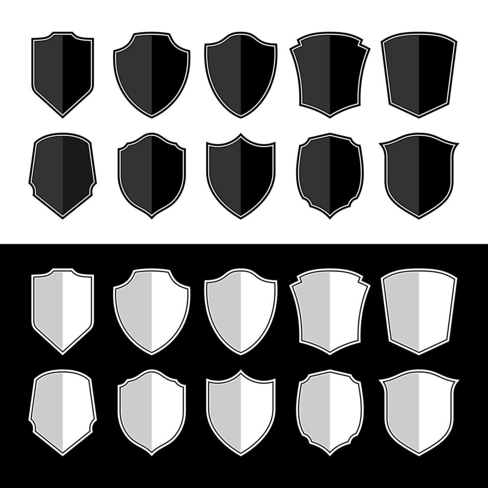 Set of Badges Shape Collections. Illustrations. Classics Shields. Security and Protect vector