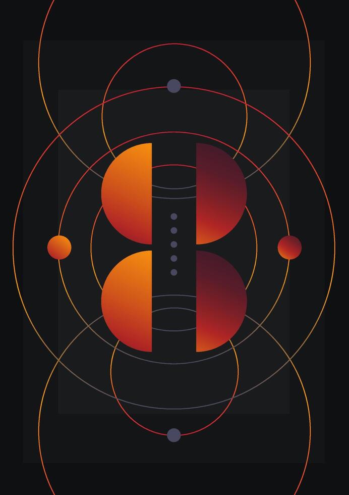 Abstract planet, gradient shapes on a black background. Esoteric symbols, imitation planets. vector