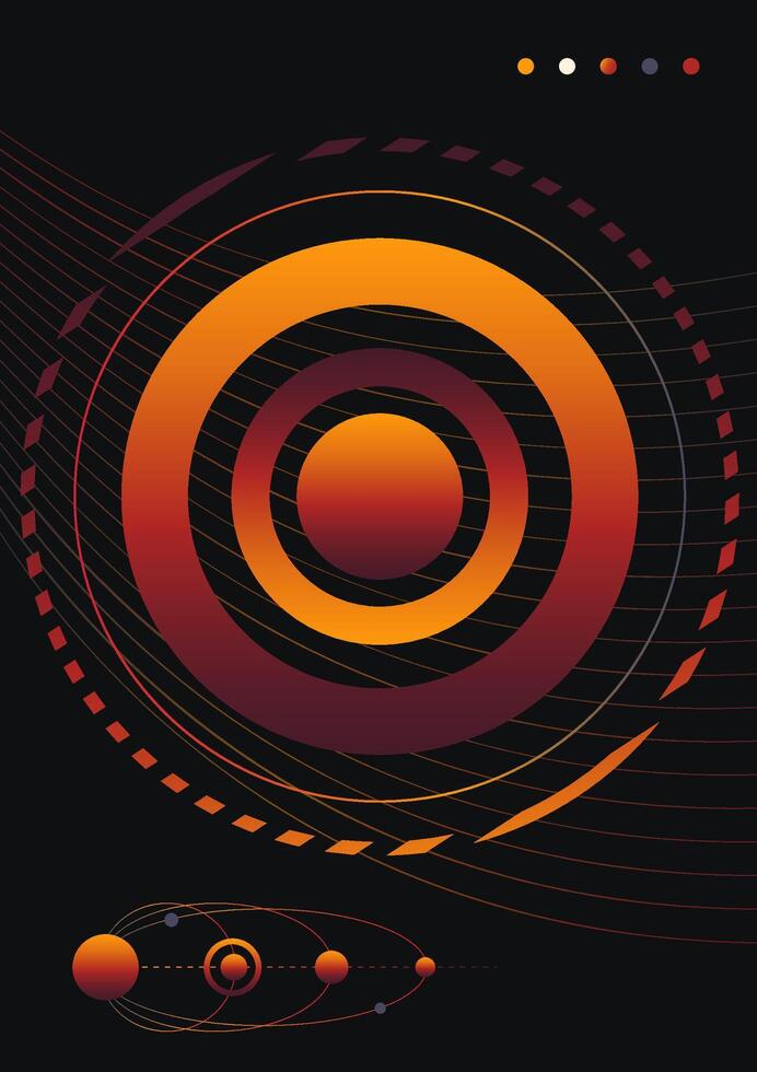 Abstract gradient planet infographics, gradient shapes on a black background. Esoteric symbols, imitation planets. vector