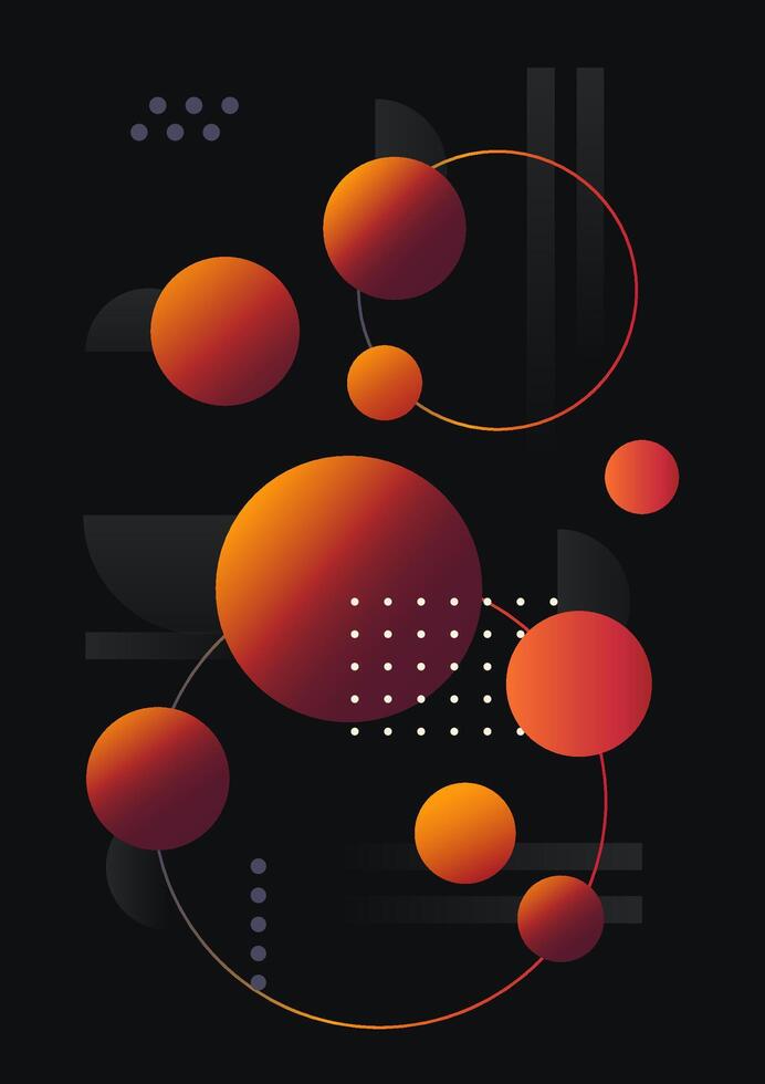 Abstract planet gradient shapes on a black background. Esoteric symbols, imitation planets. vector