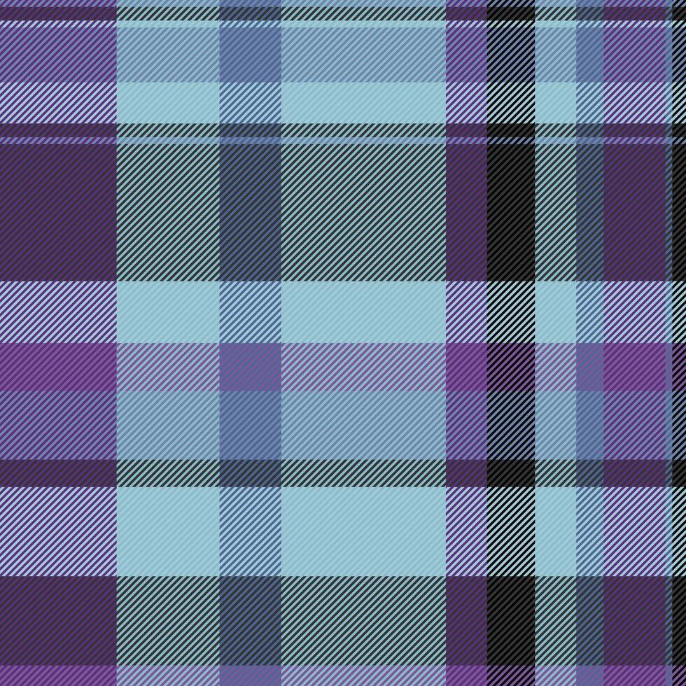 Decorative tartan texture textile, pure background pattern check. Swatch seamless fabric plaid in cyan and violet colors. vector