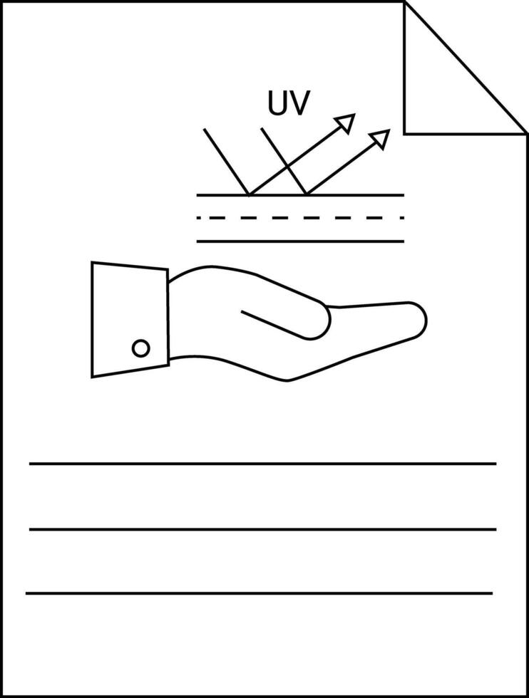 A diagram illustrates UV ray reflection and hand on a document with lines for writing and a folded corner vector