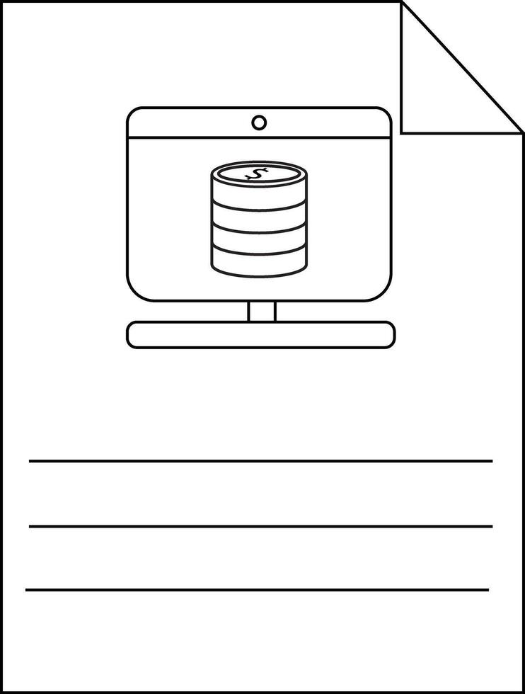 un documento muestra un computadora pantalla mostrando un apilar de monedas con Tres horizontal líneas abajo vector