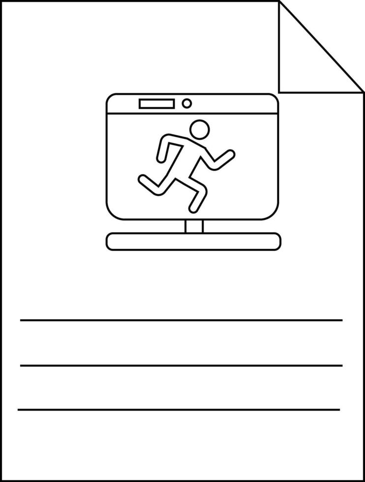 A paper with lines below a computer screen showing a person running vector