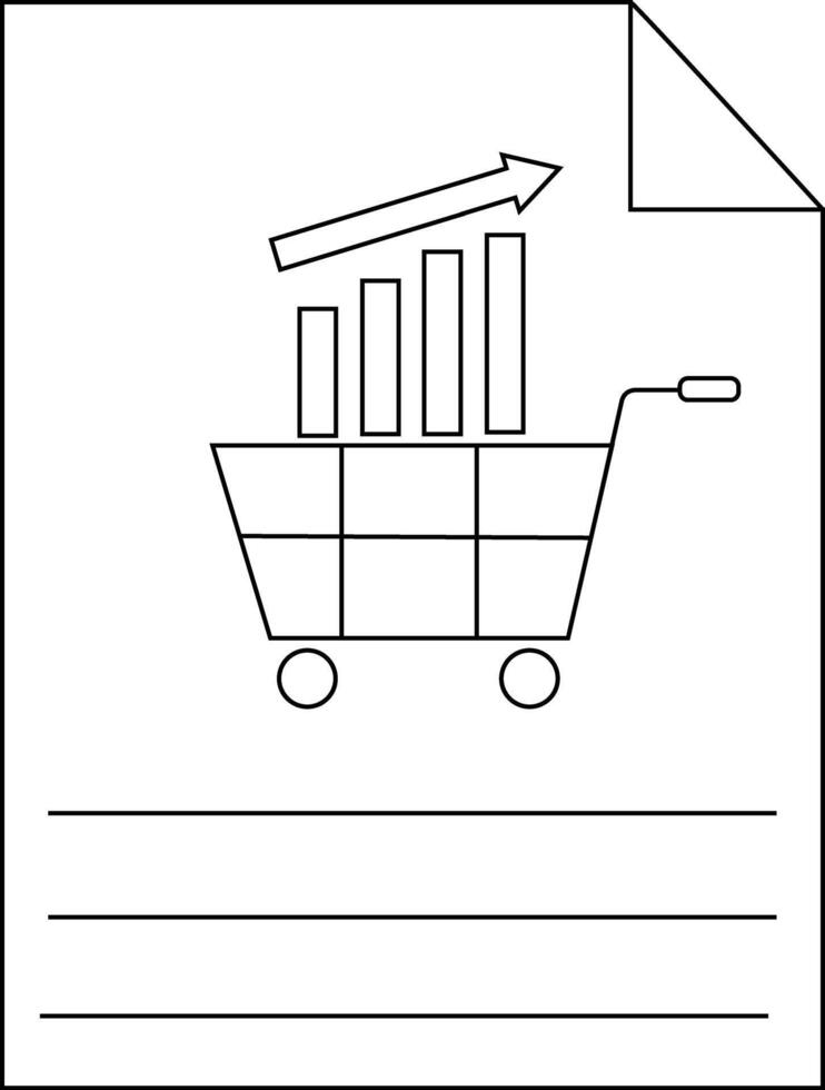 A document shows a shopping cart bar graph and arrow suggesting commerce and growth vector