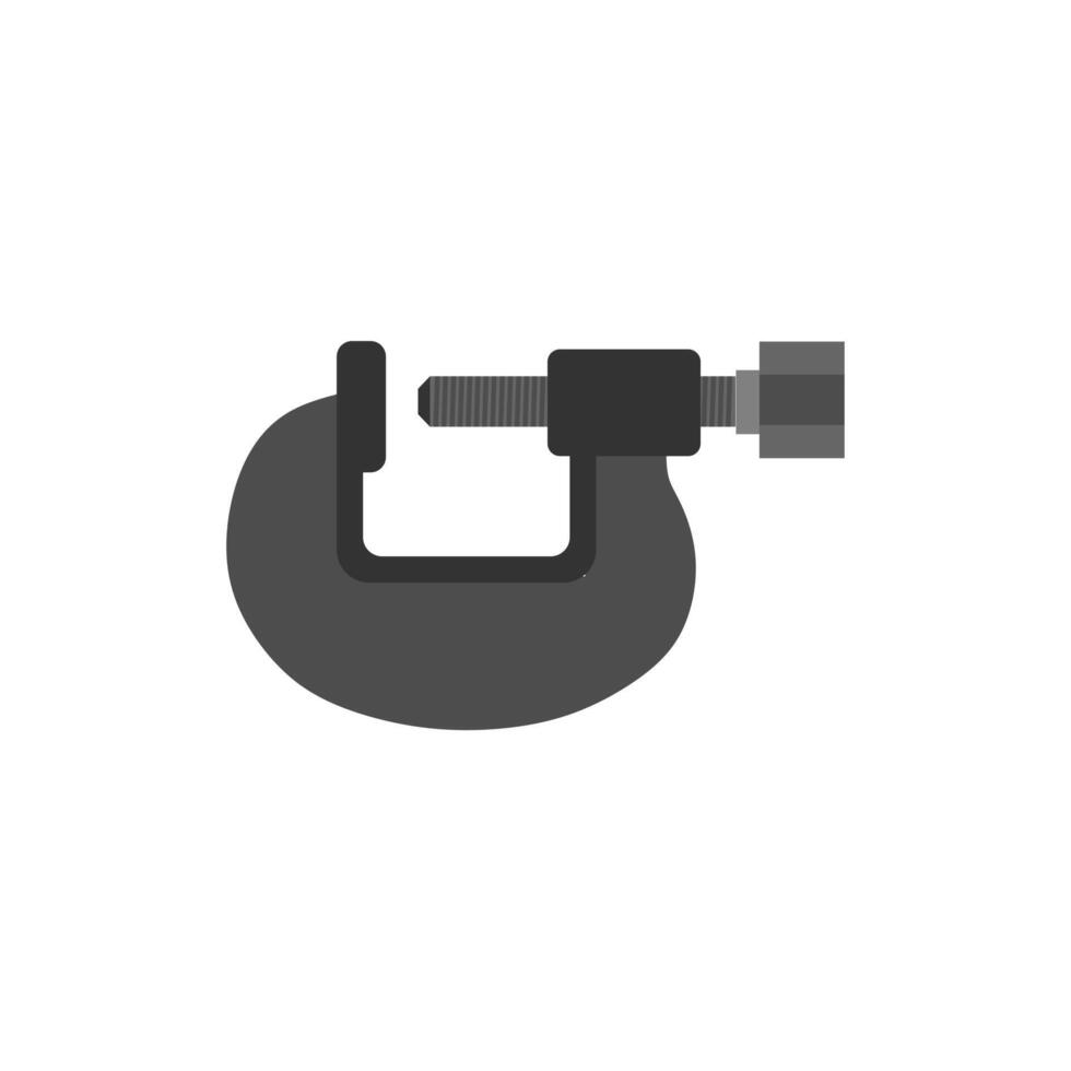 clamp flat design illustration isolated on white background. metal c clamp tool used for holding objects vector