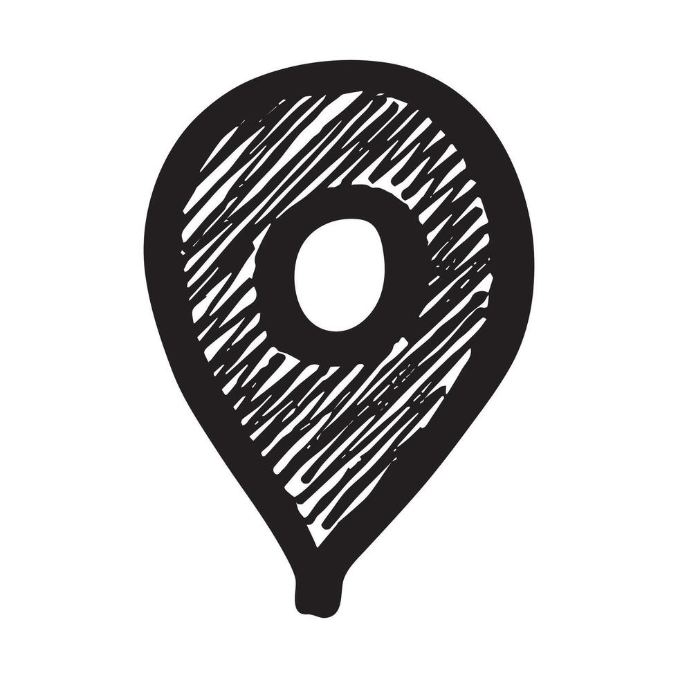 location pinpoint Hand drawn map pin Map marker pointer sign GPS and mapping tools Location pin symbol Pinpoint clipart in doodle style Single element for web, design vector