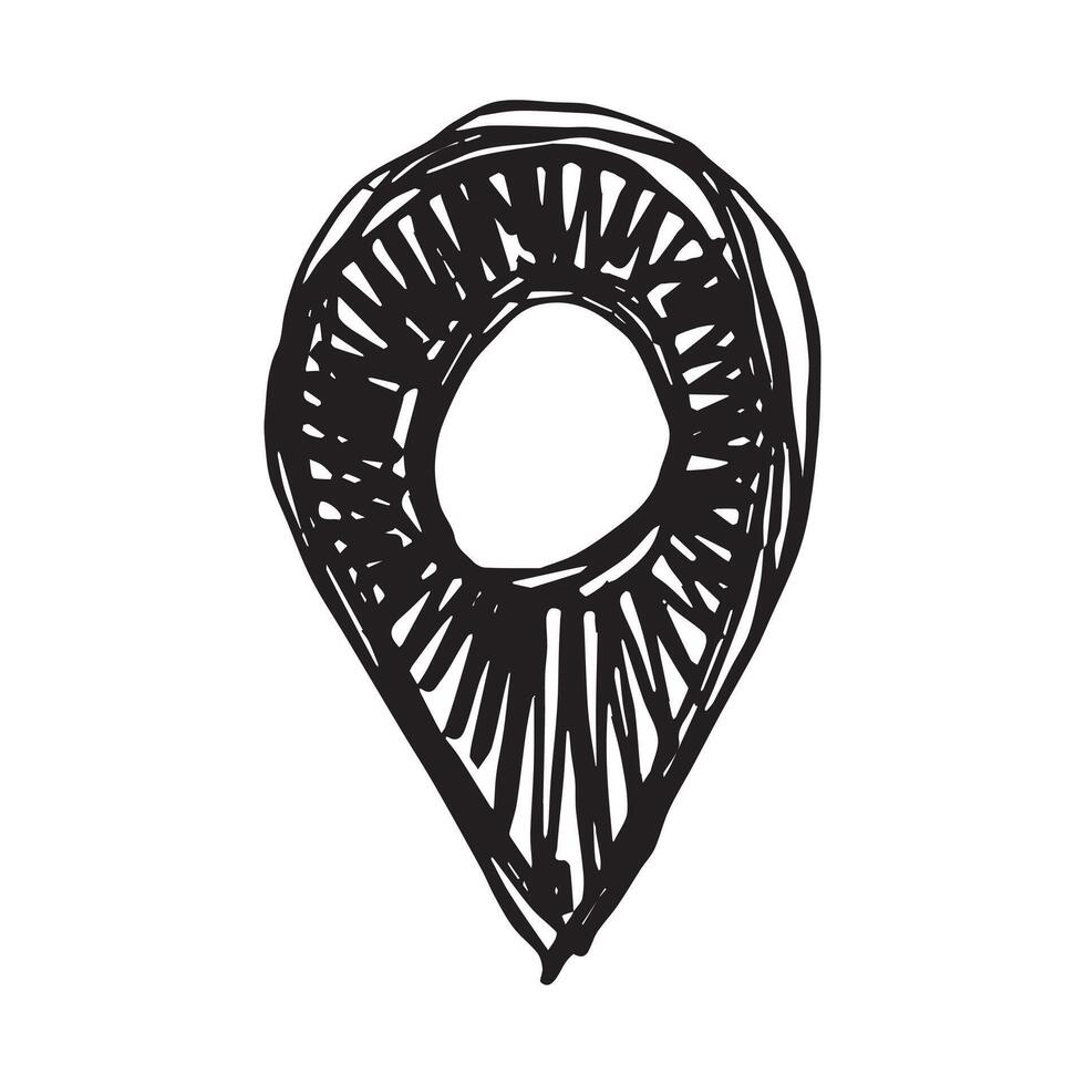 Hand drawn map pin Map marker pointer sign GPS and mapping tools Location pin symbol Pinpoint clipart in doodle style Single element for web, design location pin vector